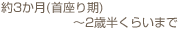 約3ヶ月(首座り期)〜2歳半くらいまで